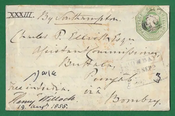 Bombay HG 22 pre-1854 cover