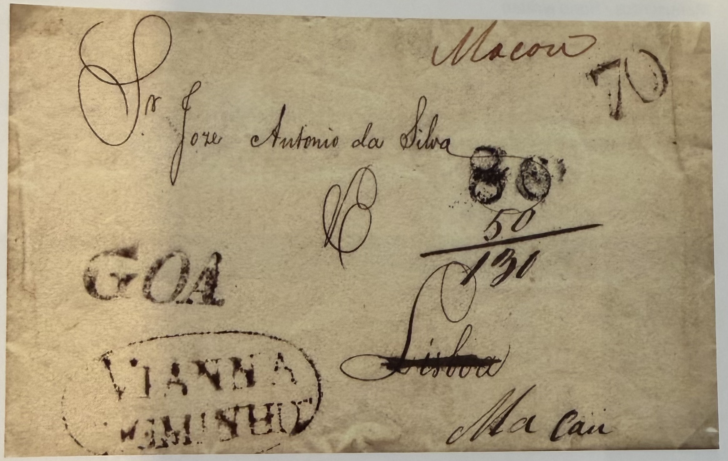 Pre-stamp cover of India — Goa FP 2, COV-3199, 22 July 1824