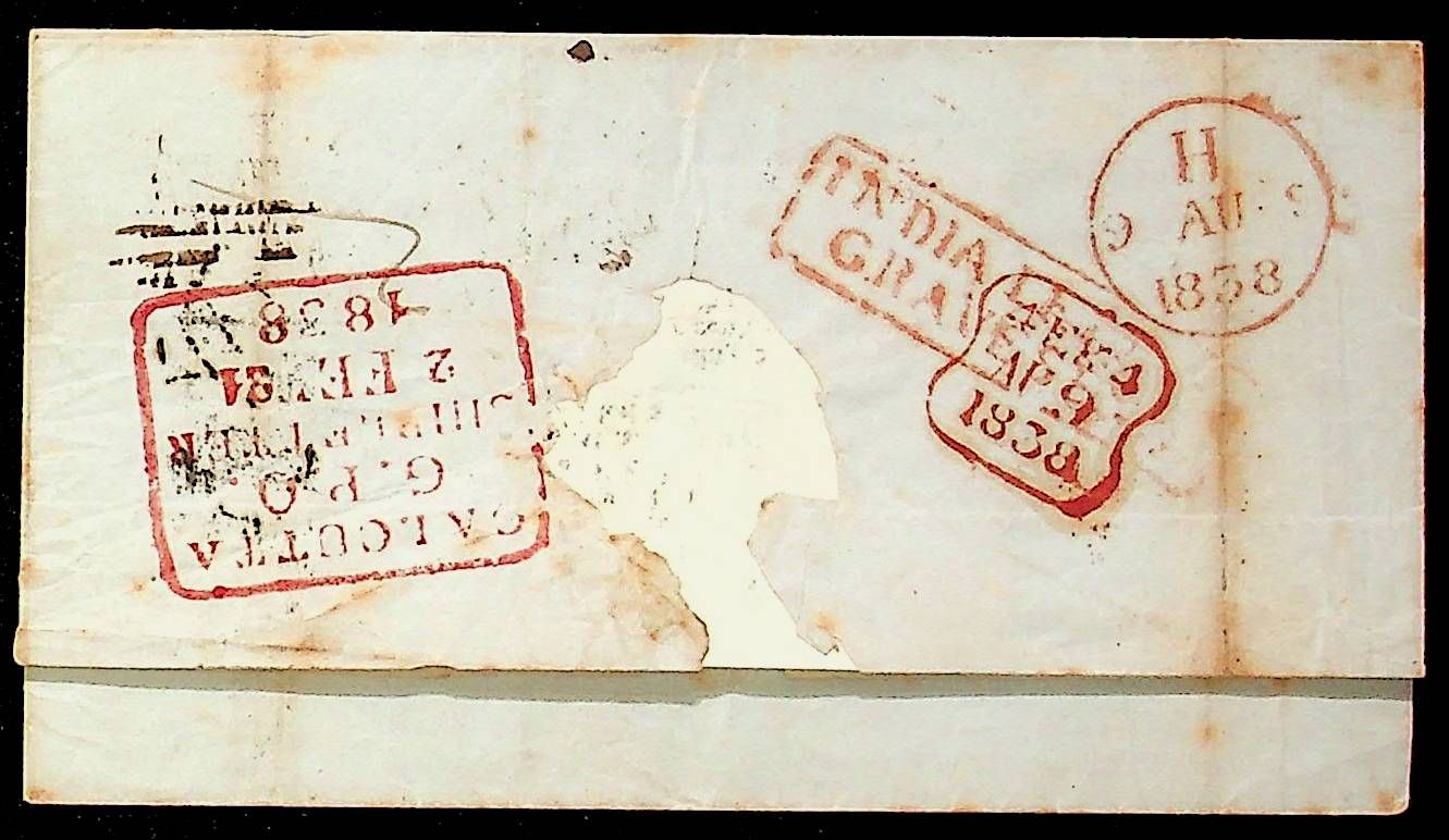 Calcutta SD10 pre-1854 cover, Sephils lot 0085
