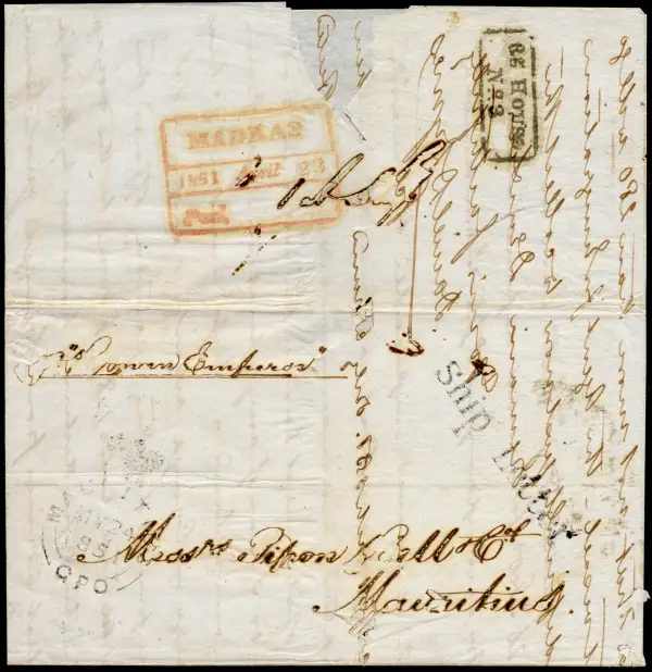 Madras MX9 pre-1854 cover, India Study Circle lot 1301