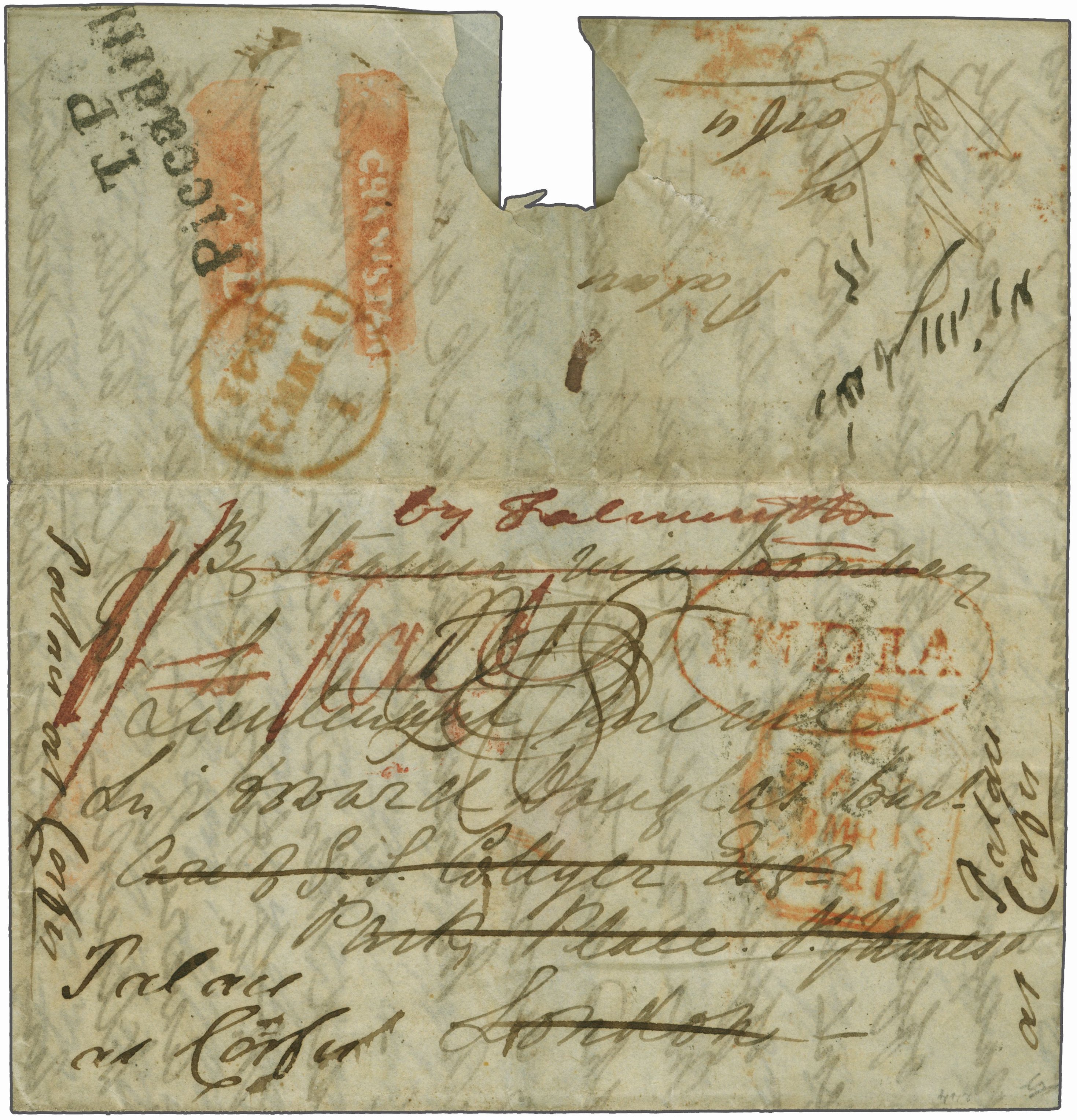 Afghanistan FP 2 pre-1854 cover, Corinphila Auctions lot 6014
