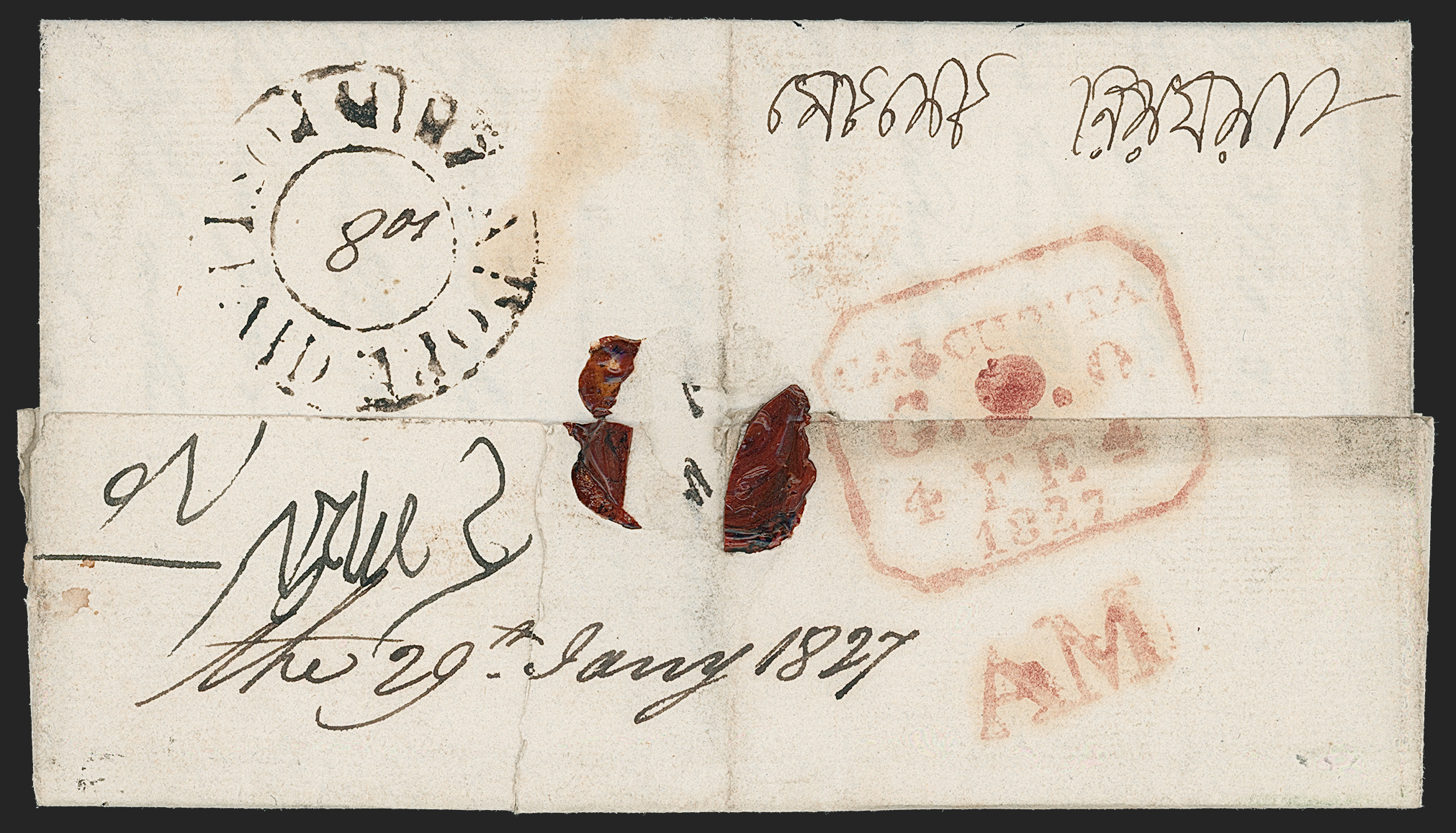 Pre-stamp cover of India — Mirzapore HG 1, COV-5304, 29 January 1827
