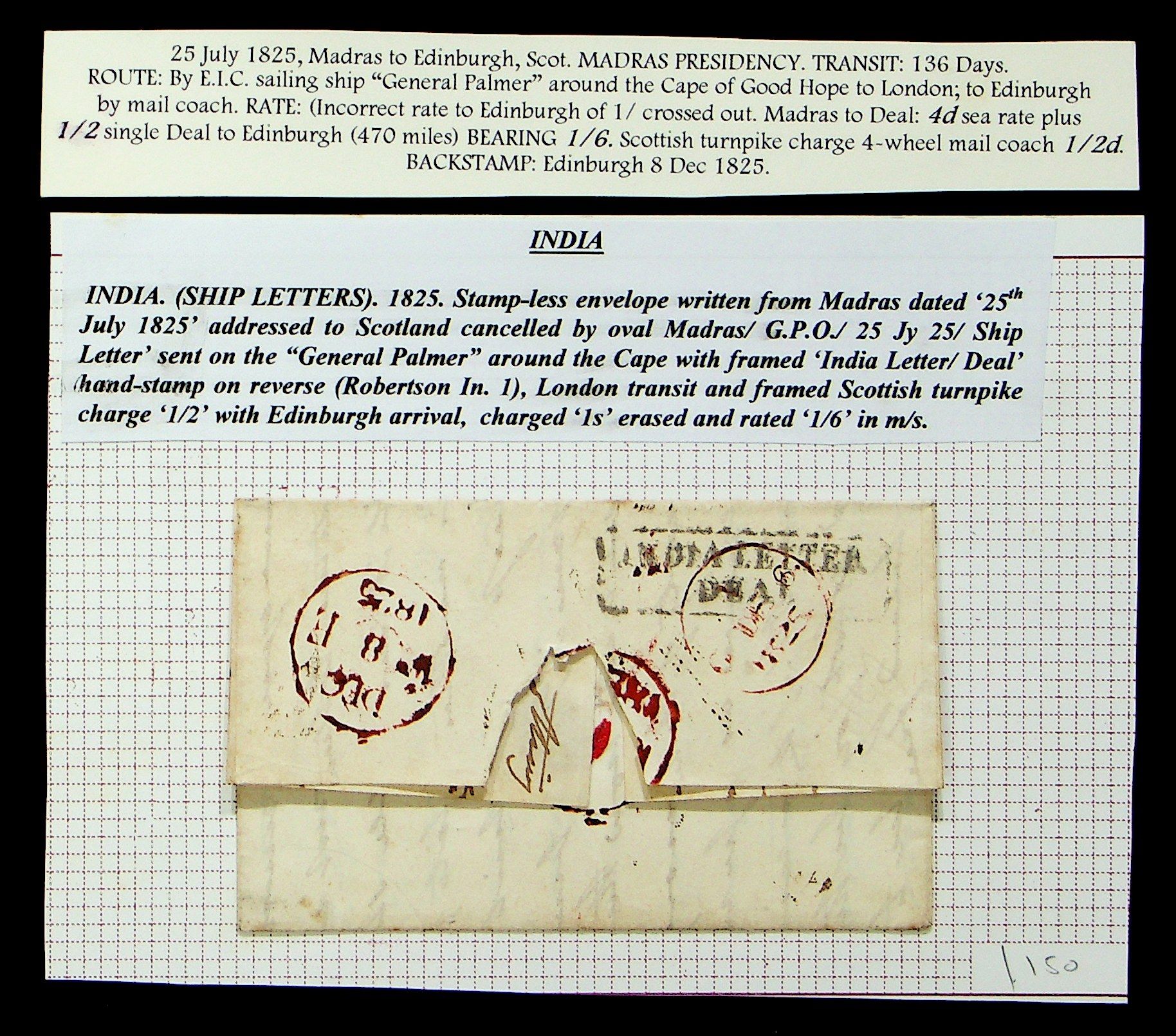 Madras SD8 pre-1854 cover, Sephils lot 0082