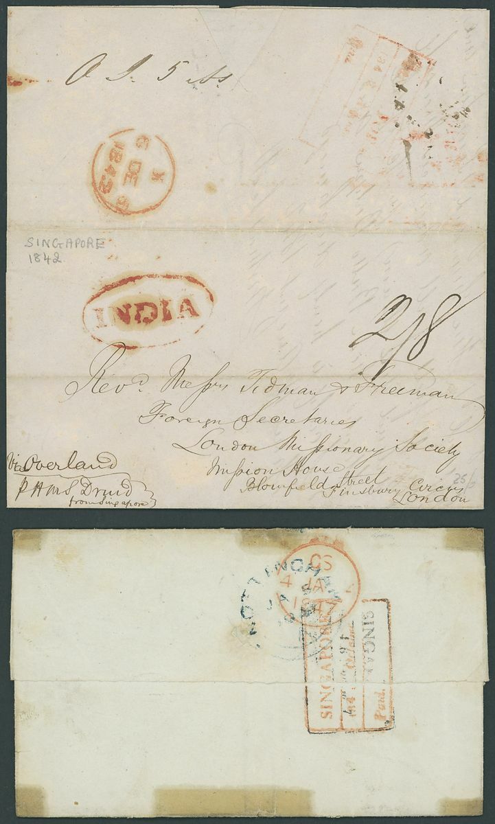 Singapore FP 5 pre-1854 cover, Spink lot 219