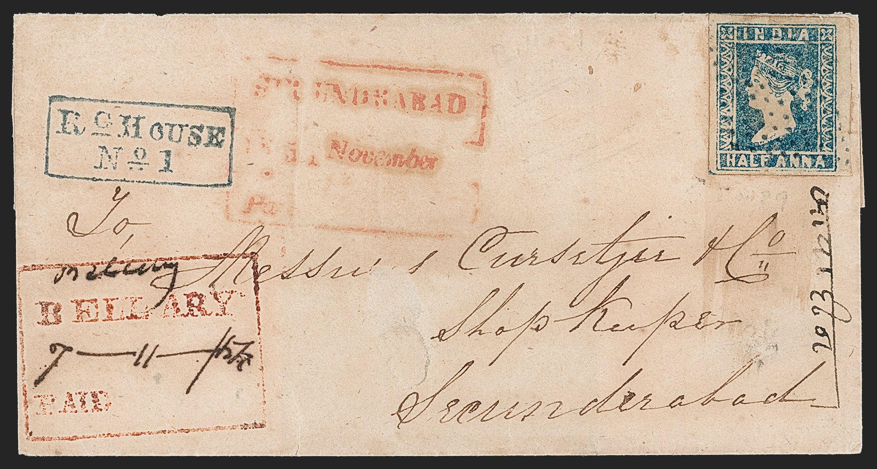 Pre-stamp cover of India — Secunderabad HG 5, COV-5321, 1854