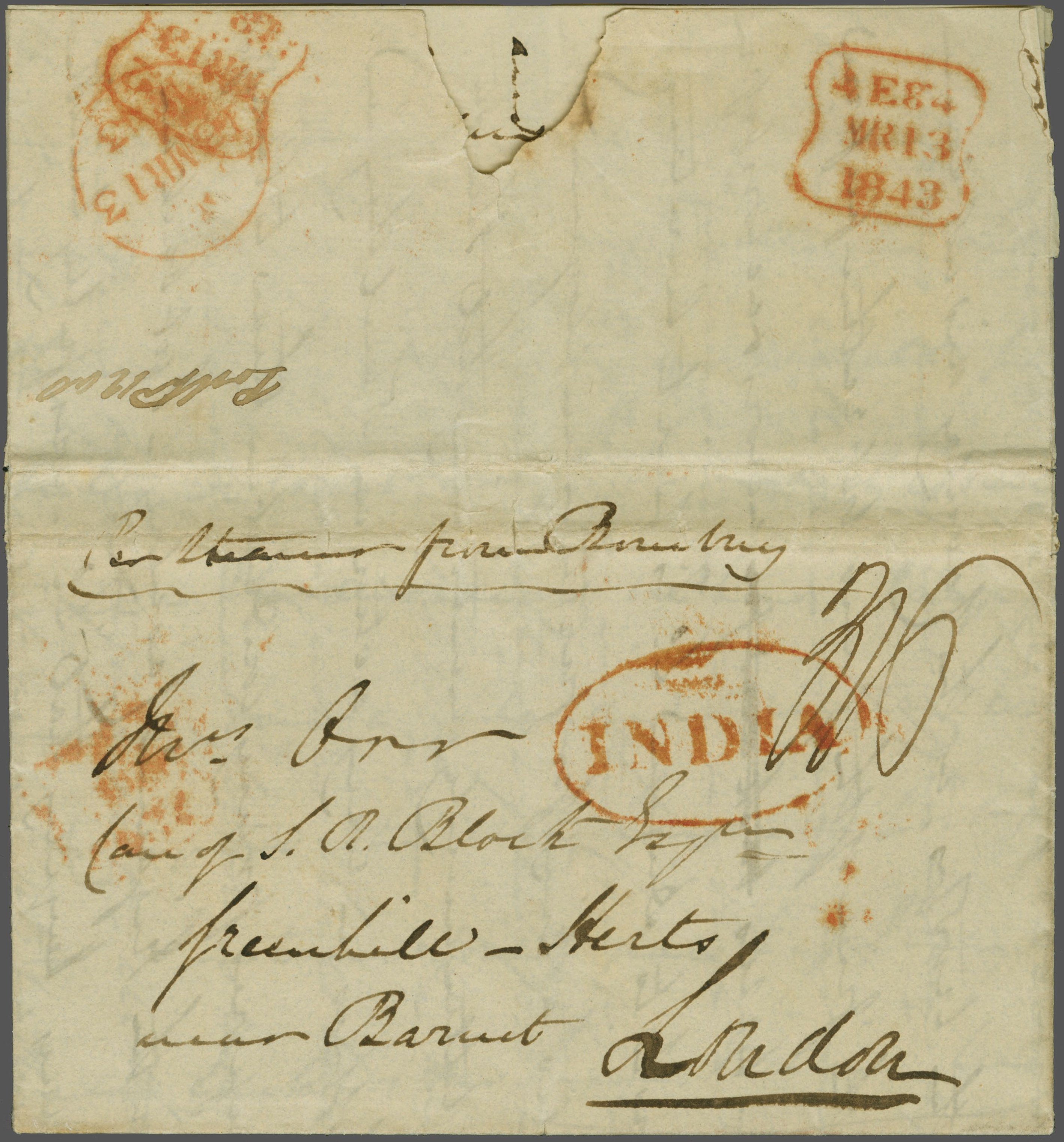 Bombay SD7 pre-1854 cover, Corinphila Auctions