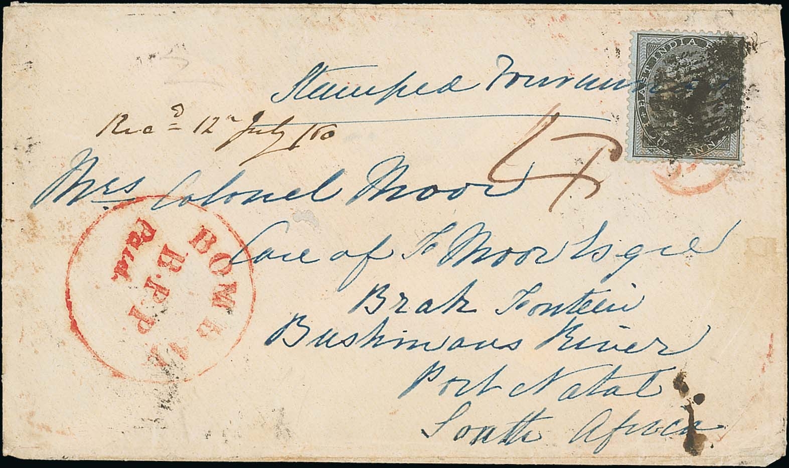 Bombay SD10 pre-1854 cover, Argyll Etkin lot 1291