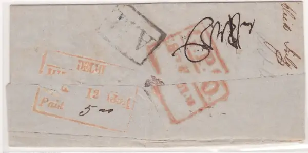 Pre-stamp cover of India — Delhi HG 10b, COV-4132, 12 July 1854