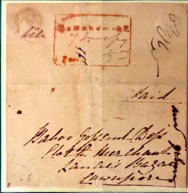 Pre-stamp cover of India — Hameerpore HG 1, COV-3567, 7 June 1849