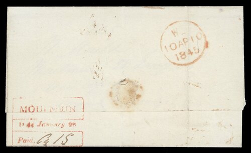 Moulmein FP 2 pre-1854 cover, Spink lot 19
