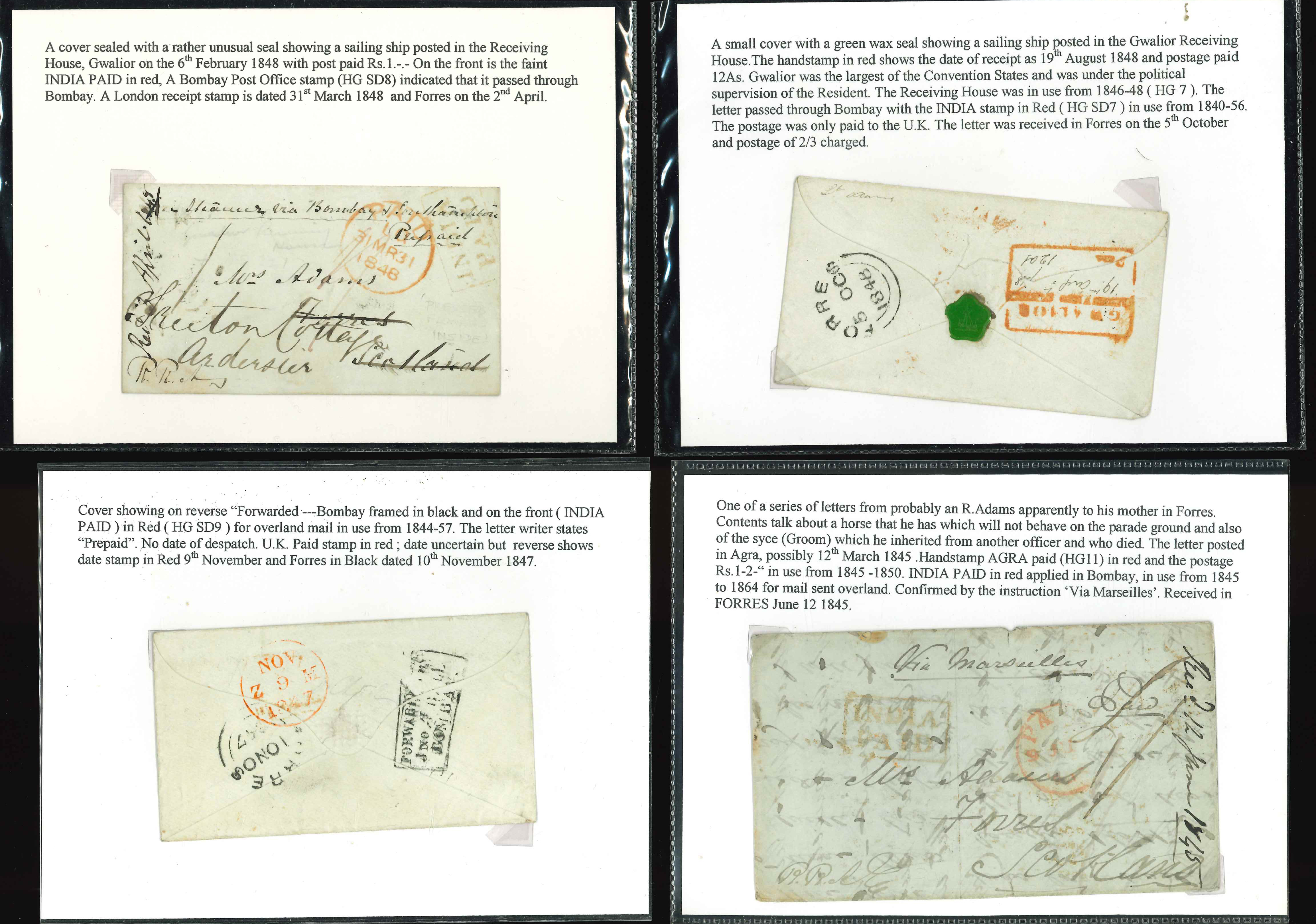 Pre-stamp cover of India — Gwalior HG 7, COV-4982, 1845