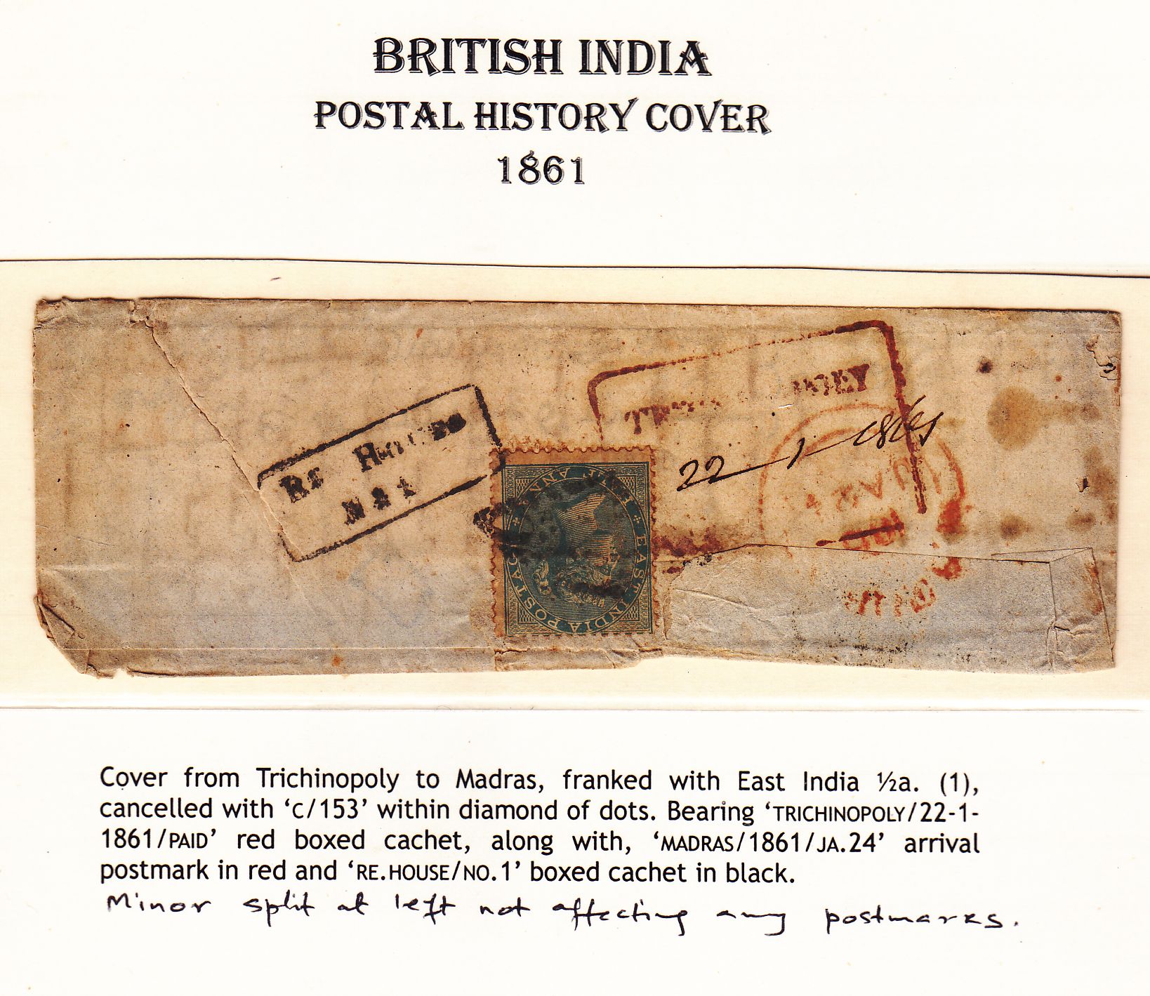 Trichinopoly HG 14 pre-1854 cover, Sephils lot 0028
