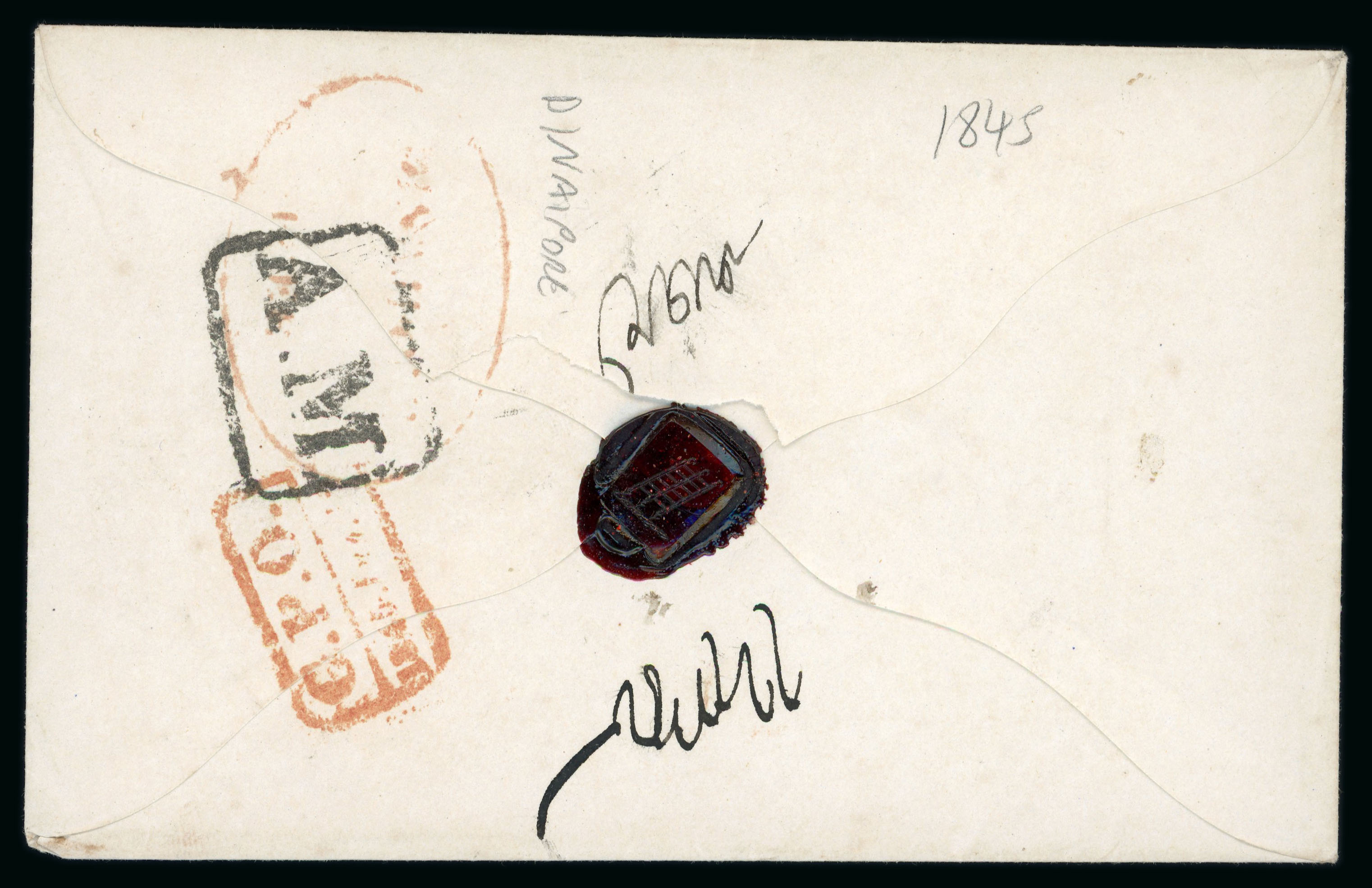 Pre-stamp cover of India — Dinapore HG 7, COV-4960, 1845