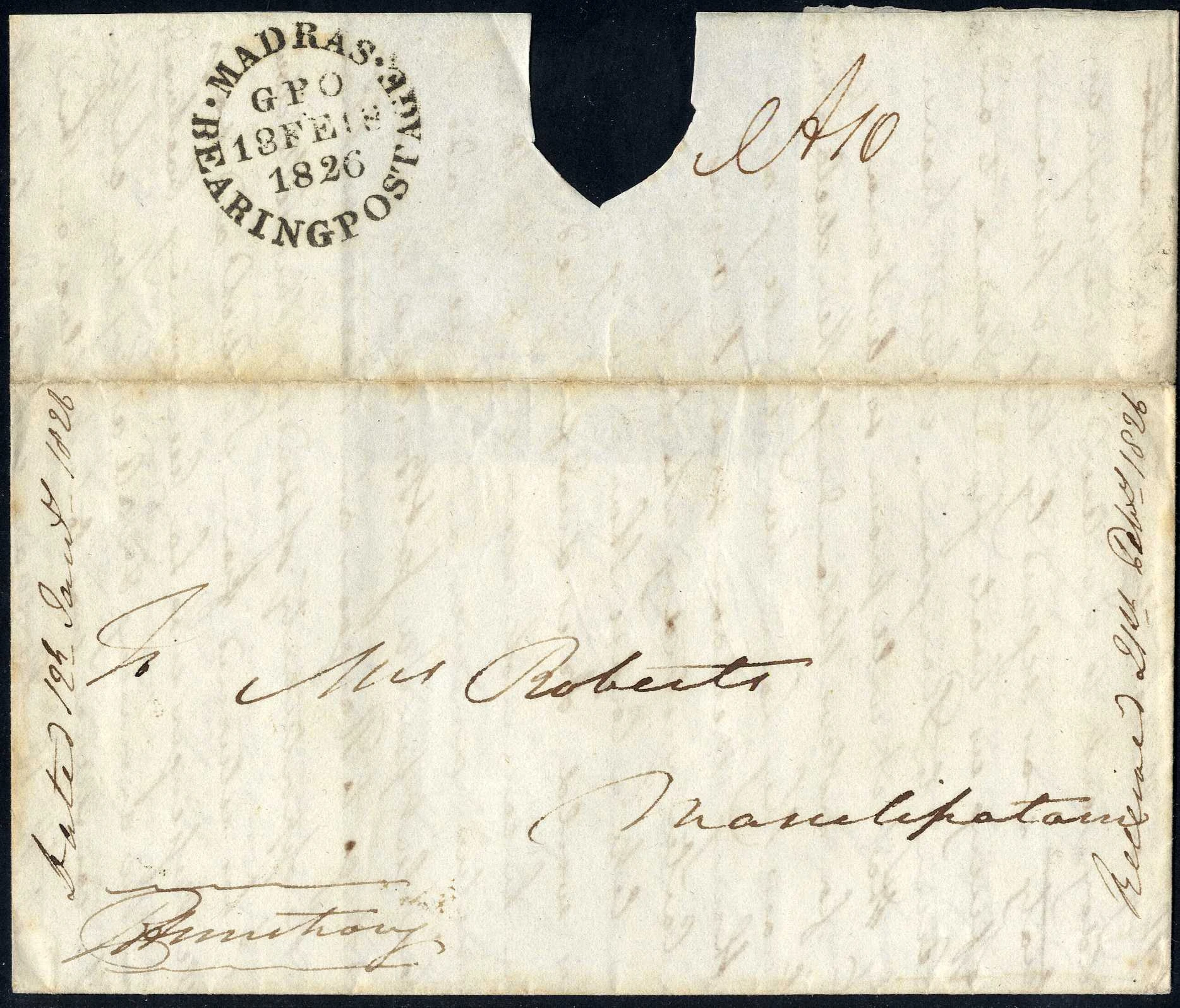 Madras HG 12 pre-1854 cover, Spink lot 62