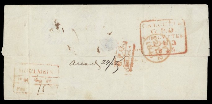 Moulmein FP 2 pre-1854 cover, Spink lot 20