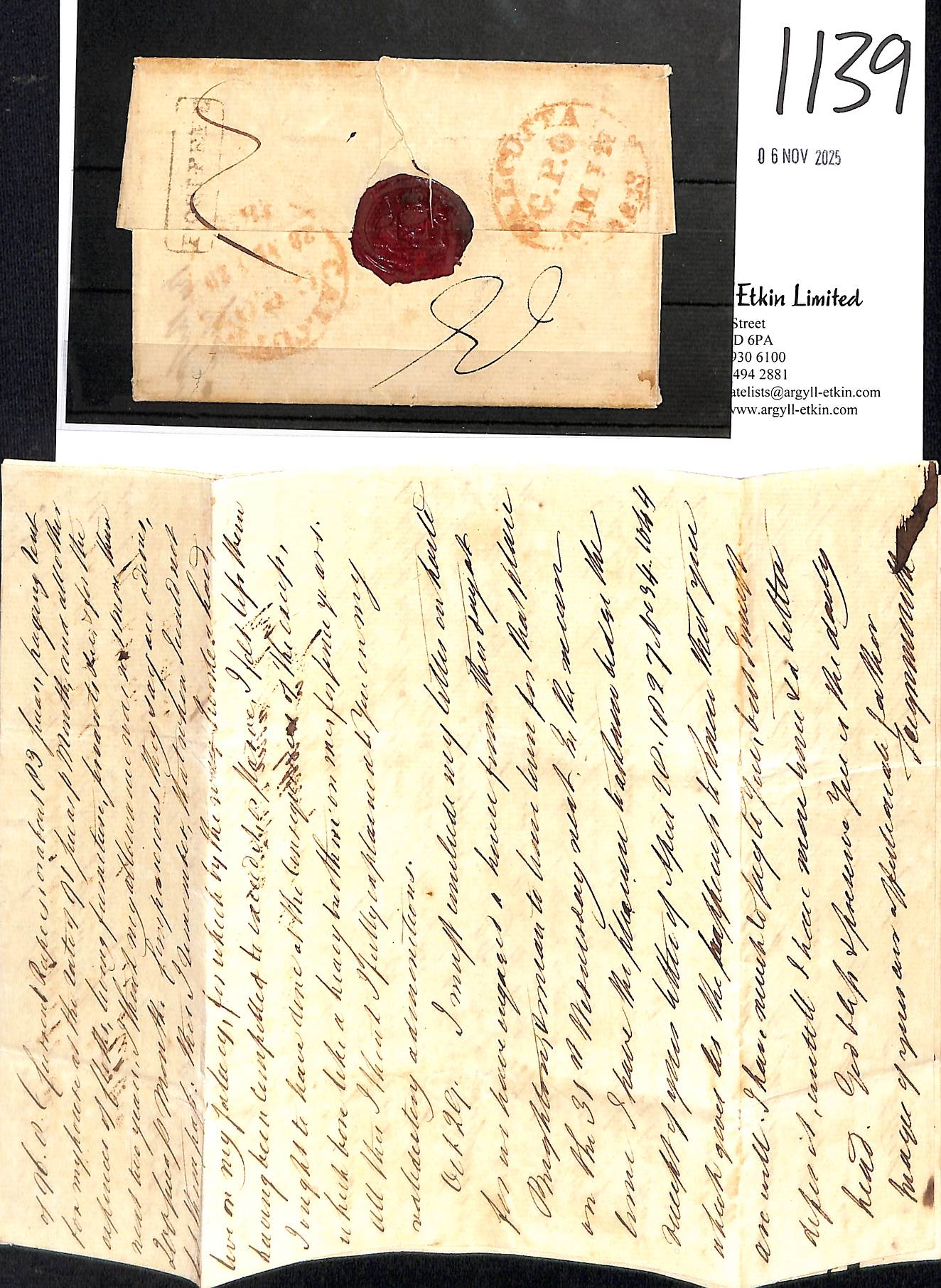 Pre-stamp cover of India — Calcutta HG 13, COV-4978, 1827