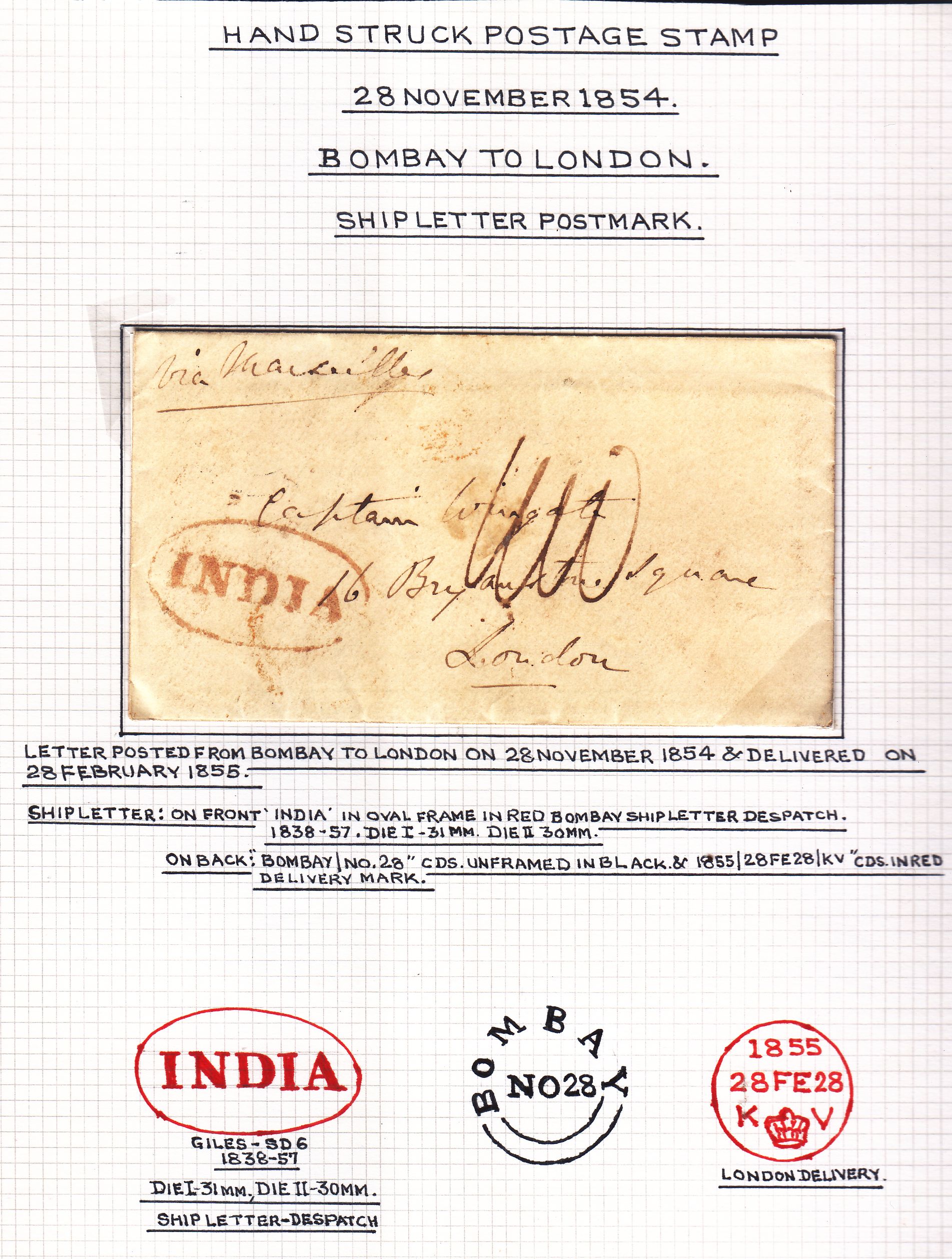 Bombay SD7 pre-1854 cover, Sephils lot 0096
