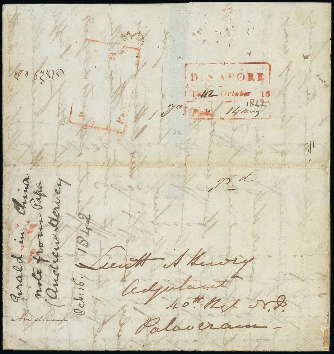 Pre-stamp cover of India — Palaveram HG 2, COV-5189, 1842