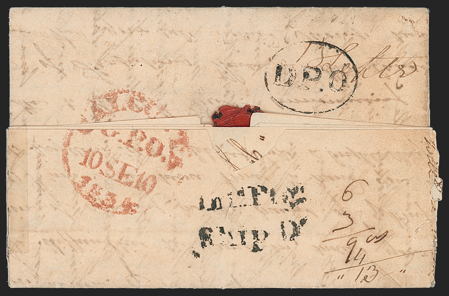 Pre-stamp cover of India — Dacca HG 8, COV-5287, 13 September 1834