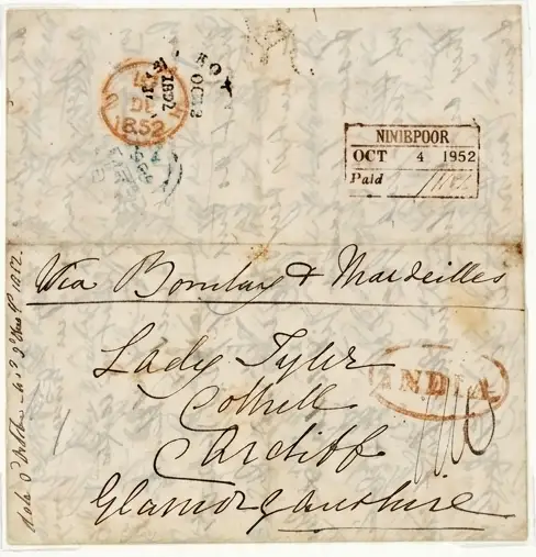 Pre-stamp cover of India — Noorpoor HG 2, COV-4496, 4 October 1852