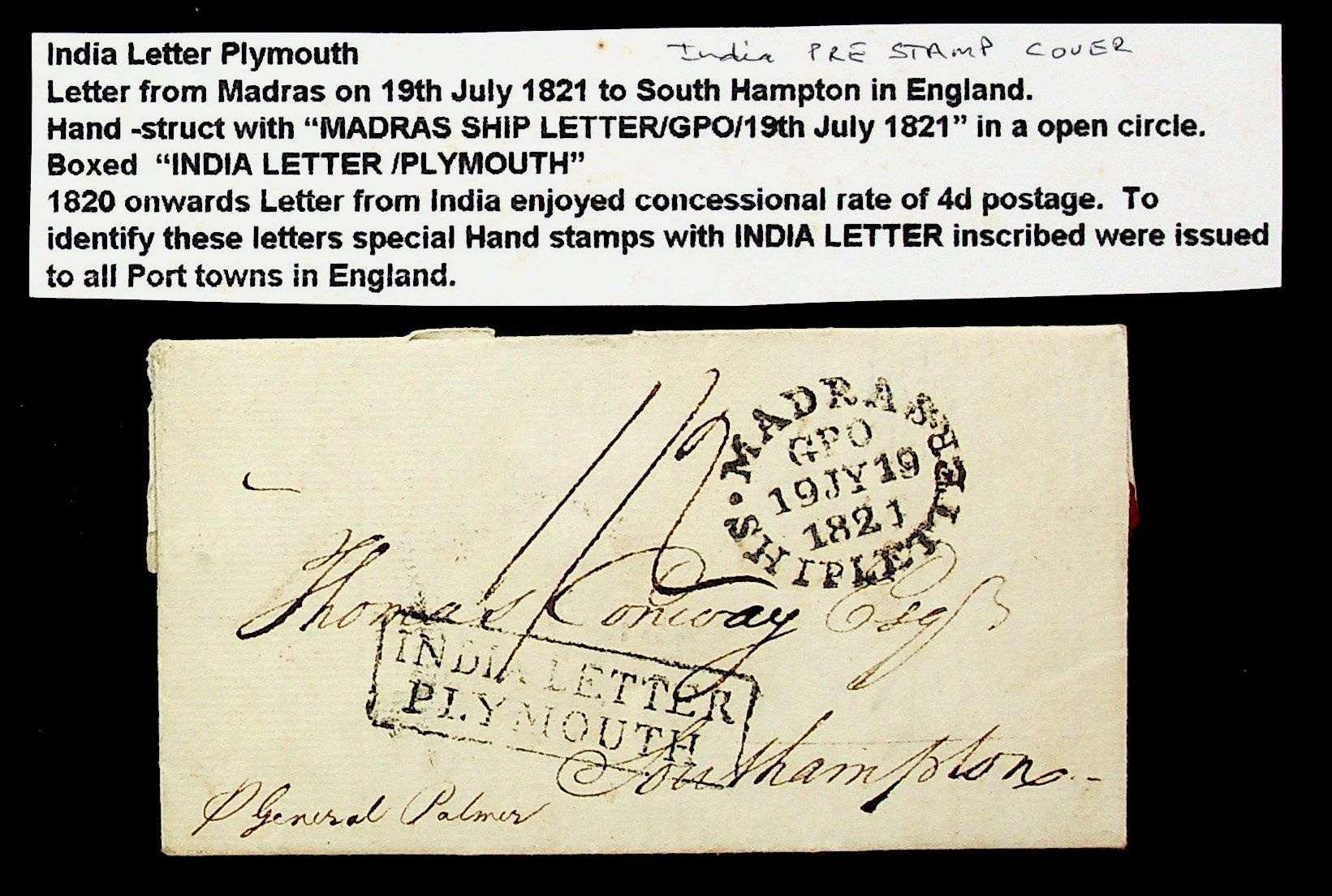 Madras SD8 pre-1854 cover, Sephils lot 0093