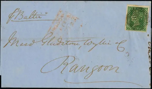 Pre-stamp cover of India — Rangoon FP 6, COV-5229, 1859 JU 1