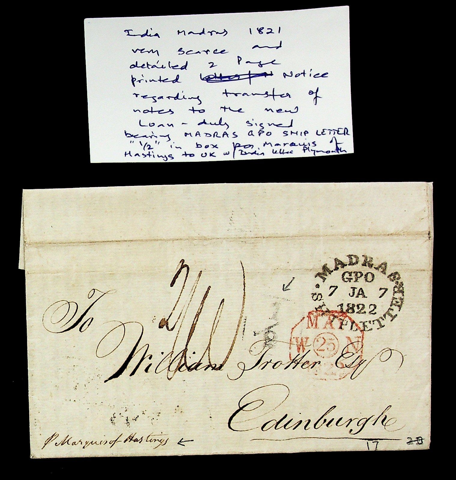 Madras SD8 pre-1854 cover, Sephils lot 0089