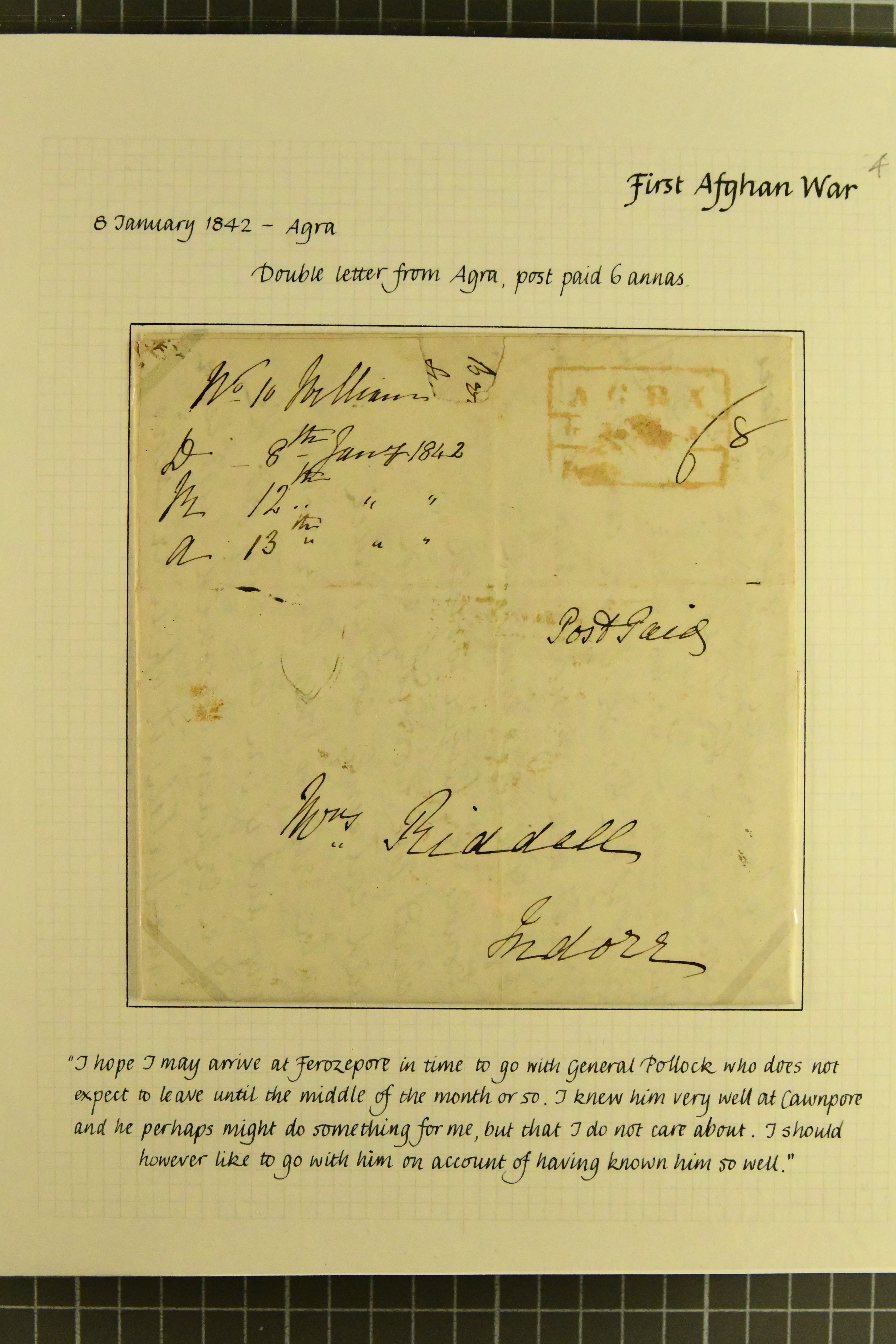 Pre-stamp cover of India — Agra HG 6, COV-5053, 8 January 1842
