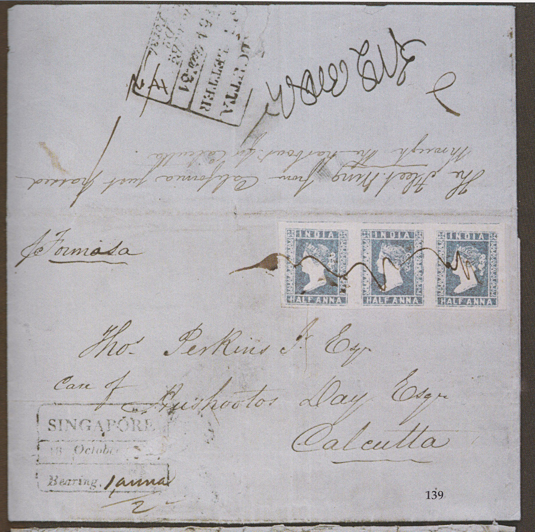 Singapore FP 4 pre-1854 cover, London and Brighton Stamp Auctions lot 139