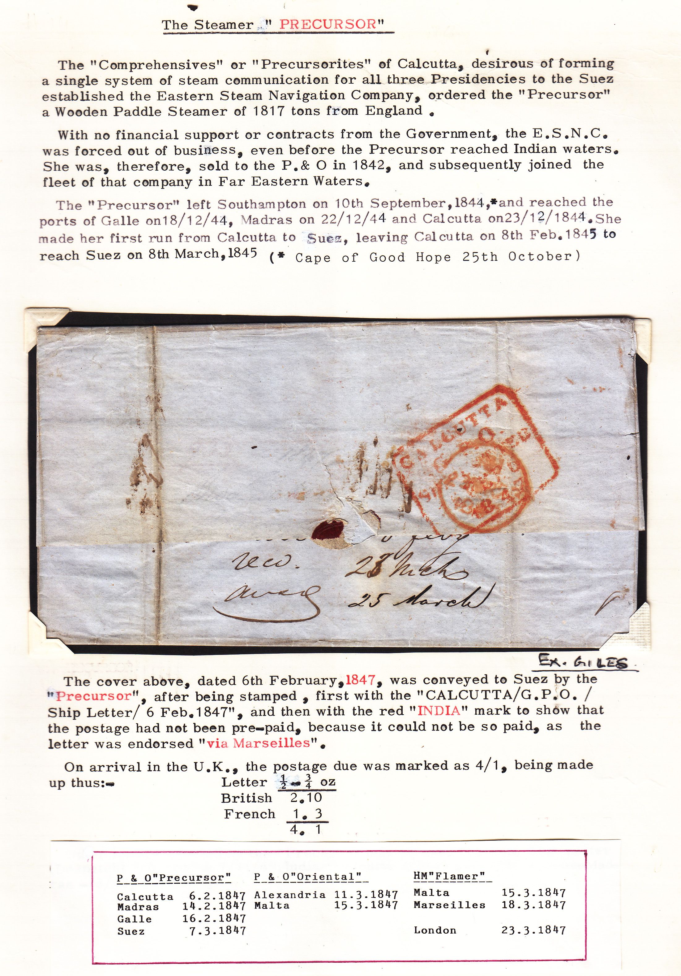 Calcutta SD17 pre-1854 cover, Sephils lot 0082