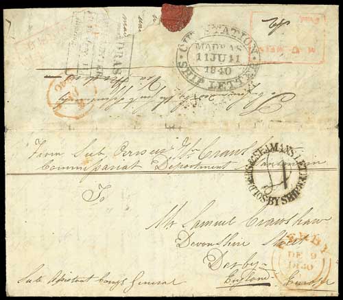 Moulmein FP 2 pre-1854 cover, Spink lot 114