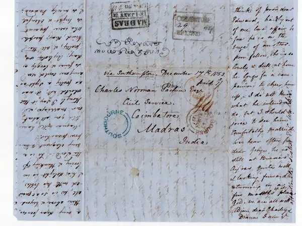 Pre-stamp cover of India — Coimbatore HG 4, COV-4518, 1854