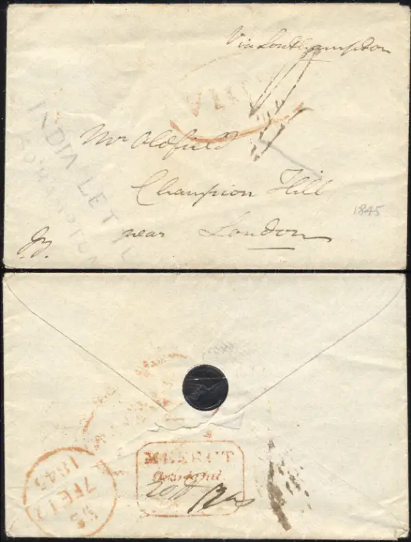 Merut HG 10 pre-1854 cover, India Study Circle lot 3305