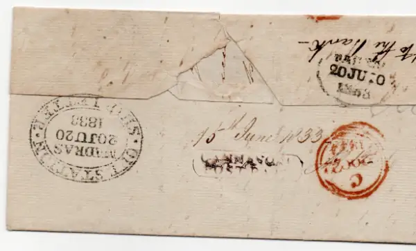 Pre-stamp cover of India — Cannanore HG 3, COV-4529, 15 June 1833