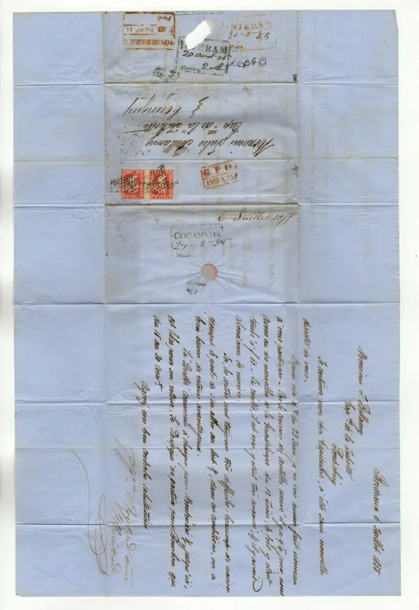 Pre-stamp cover of India — Ingeram HG 3, COV-4506, 24 May 1855