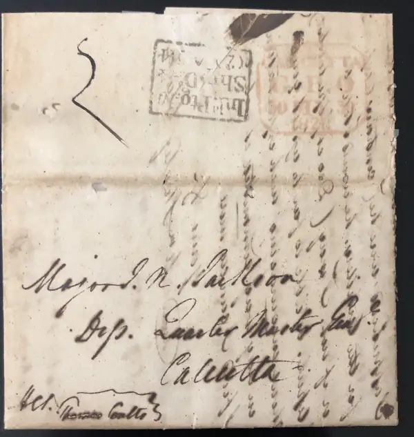 Pre-stamp cover of India — Calcutta SR12, COV-4298, 1828