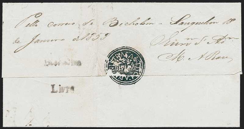 Bicholim FP 1 pre-1854 cover, Robert A. Siegel Auction Galleries lot 287