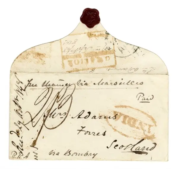 Pre-stamp cover of India — Gwalior HG 7, COV-4720, 15 September 1848
