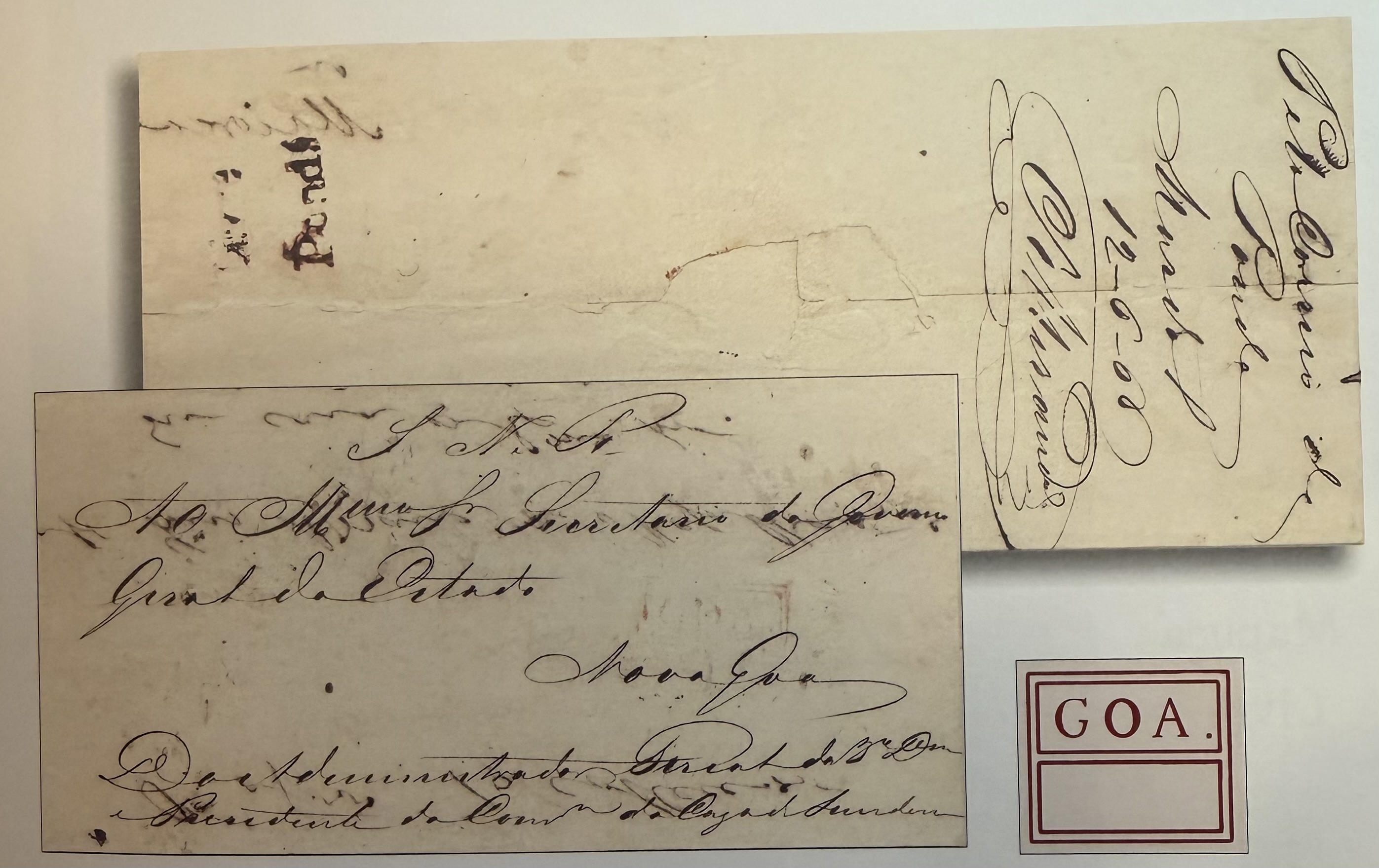 Pre-stamp cover of India — Ponda FP 1, COV-3284, 12 June 1860