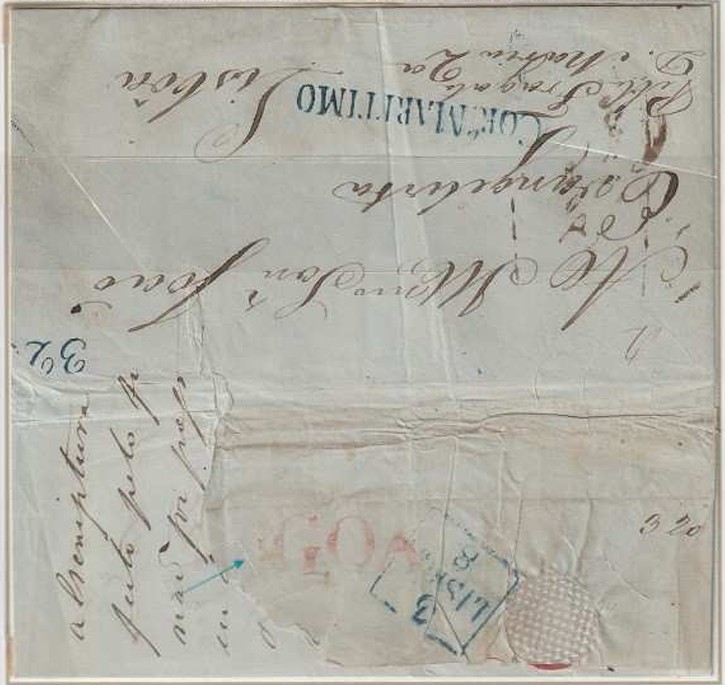 Pre-stamp cover of India — Goa FP 4, COV-3212, 21 January 1843