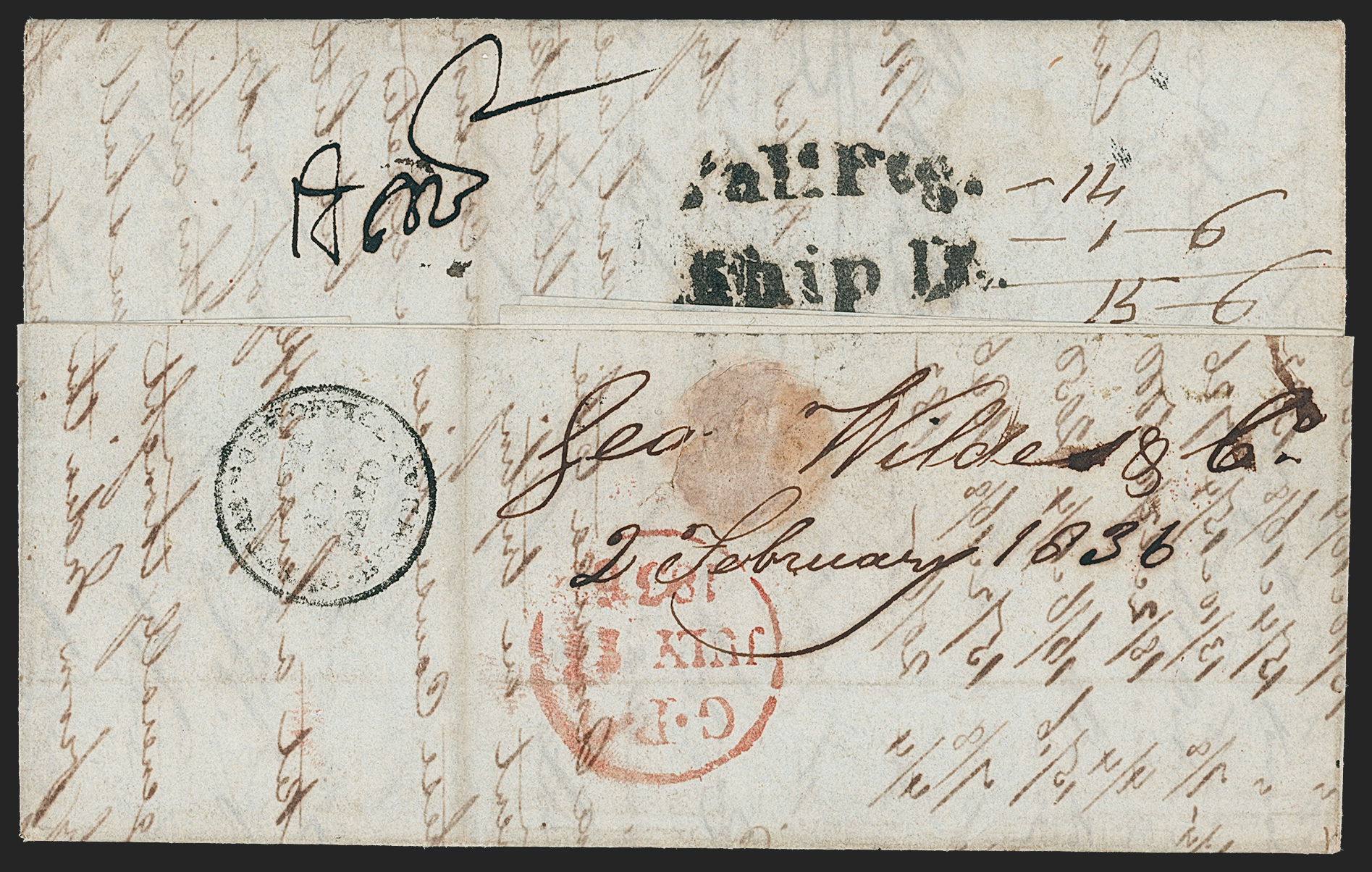 Bombay HG 17 pre-1854 cover, Robert A. Siegel Auction Galleries lot 10034