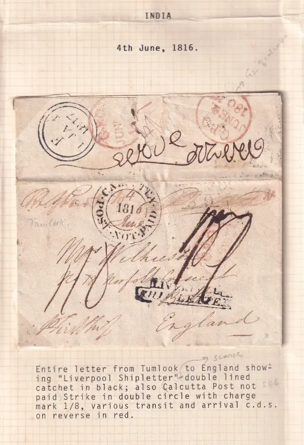 Calcutta SD6 pre-1854 cover