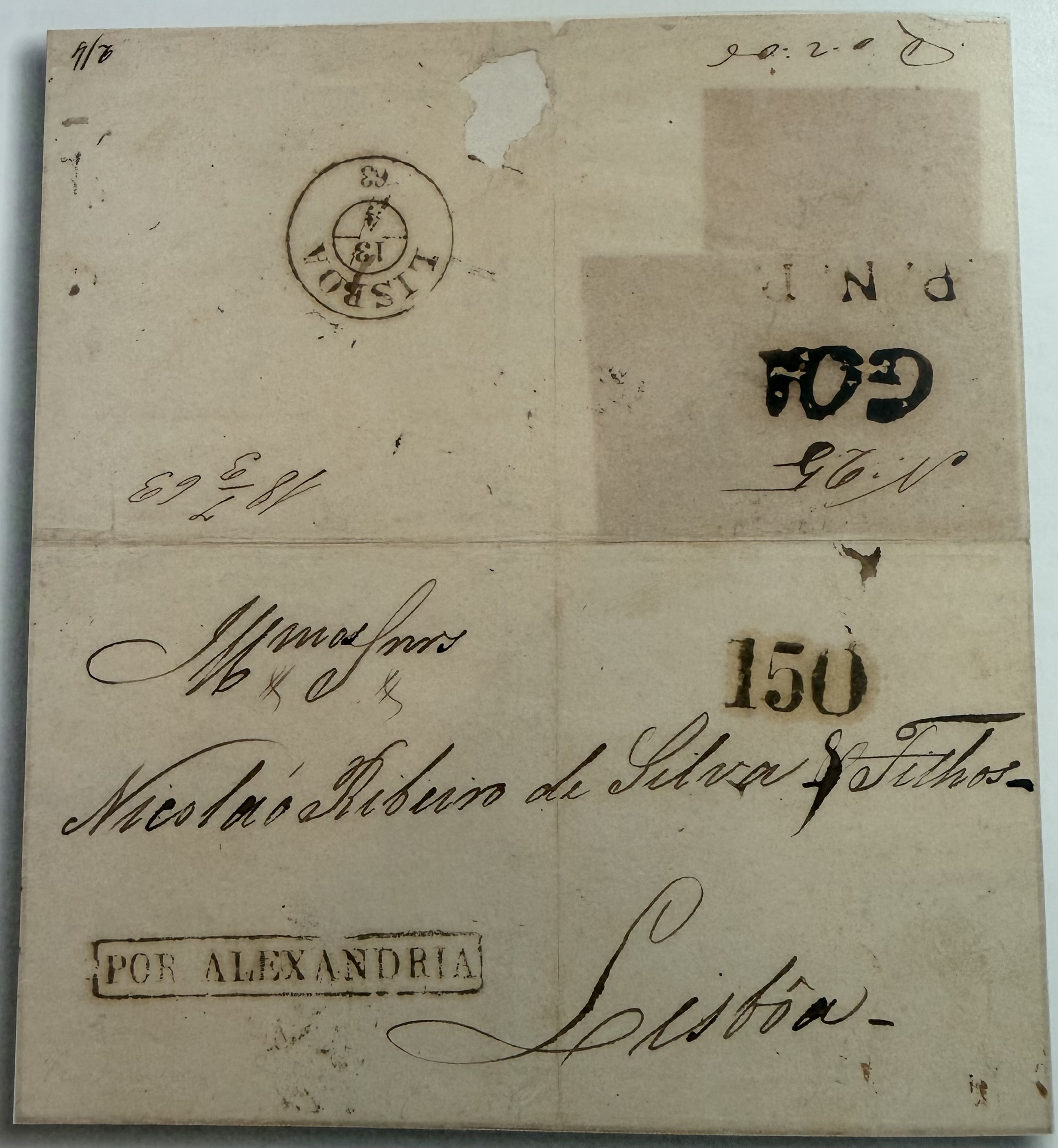 Pre-stamp cover of India — Goa FP 2, COV-3229, 7 March 1863
