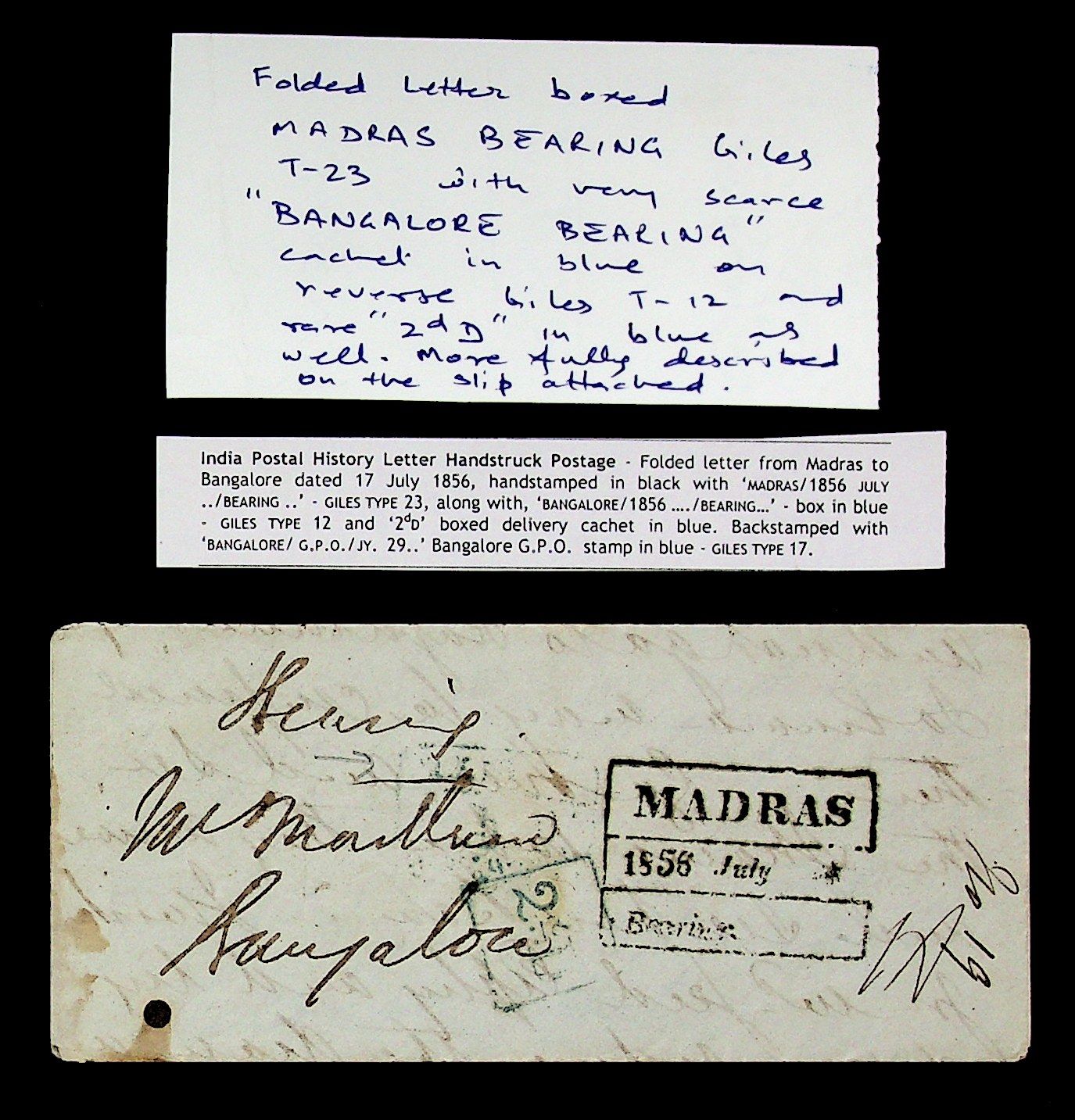 Madras HG 20 pre-1854 cover, Sephils lot 0081
