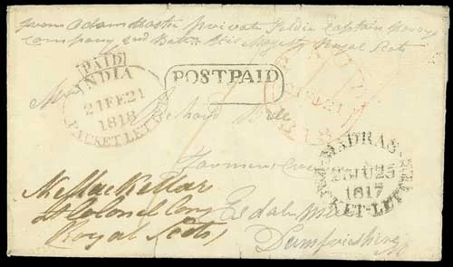 Madras SD5 pre-1854 cover, Spink lot 164