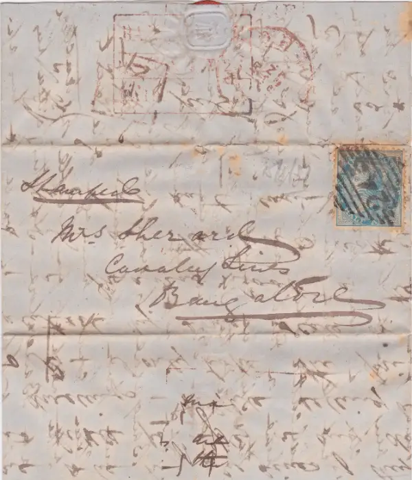 Pre-stamp cover of India — Bangalore HG 18, COV-4412, 1857