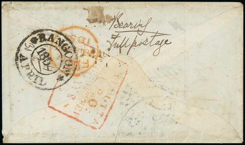Rangoon FP 3 pre-1854 cover, Spink lot 30
