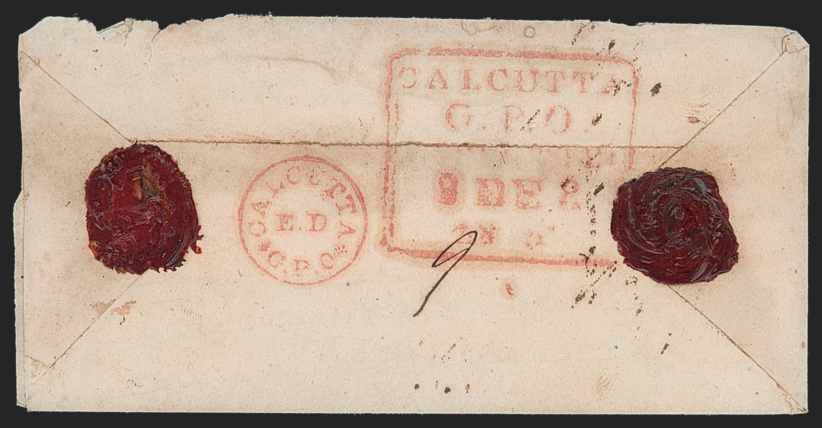 Pre-stamp cover of India — Calcutta G17a, COV-5268, 8 December 1851
