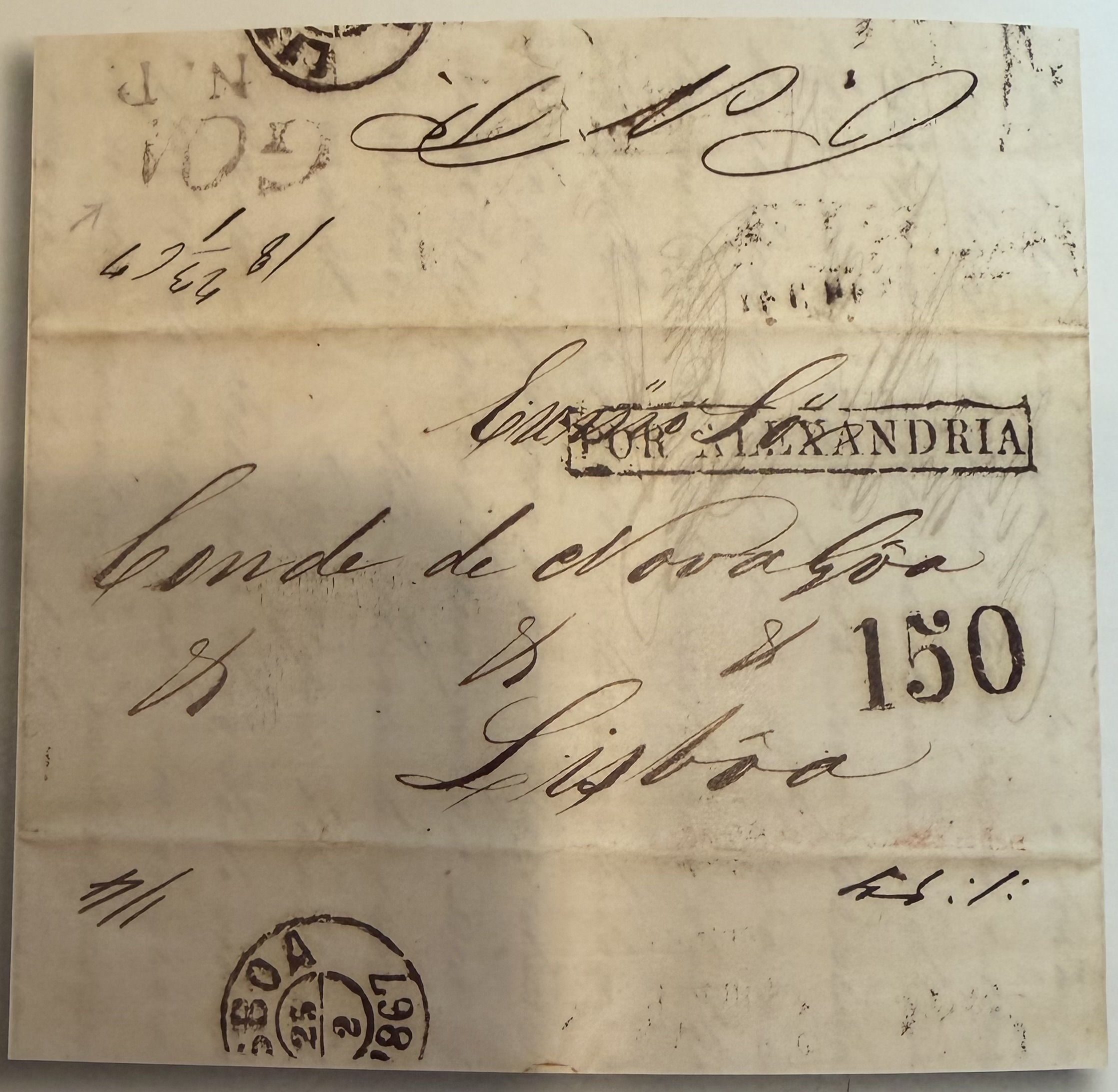 Pre-stamp cover of India — Goa FP 2, COV-3279, 23 January 1867