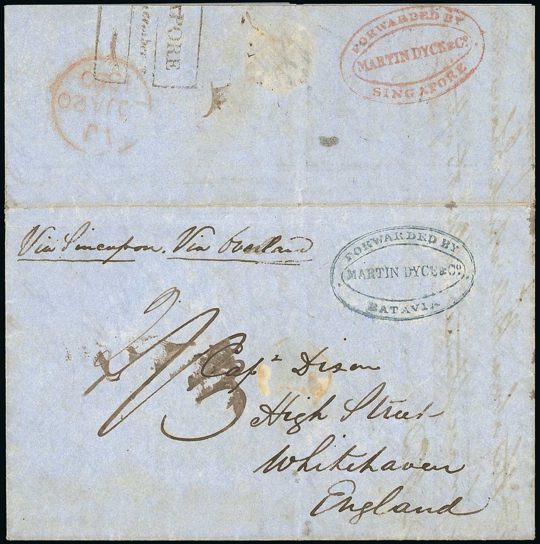 Singapore FP 4 pre-1854 cover, Spink lot 385